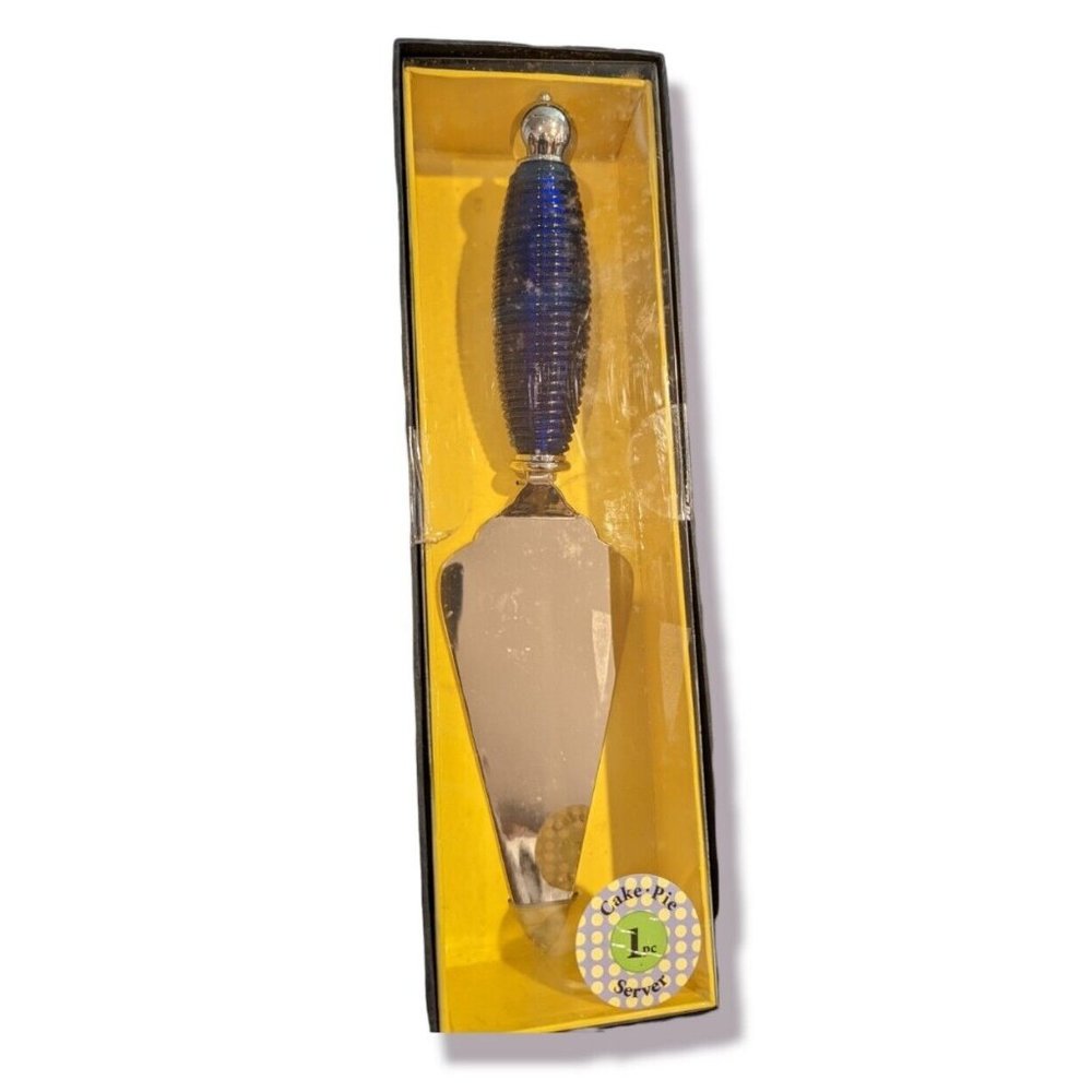 Wild Eye Designs Art Glass Blue Handle Novelty Cake Server NIB !
